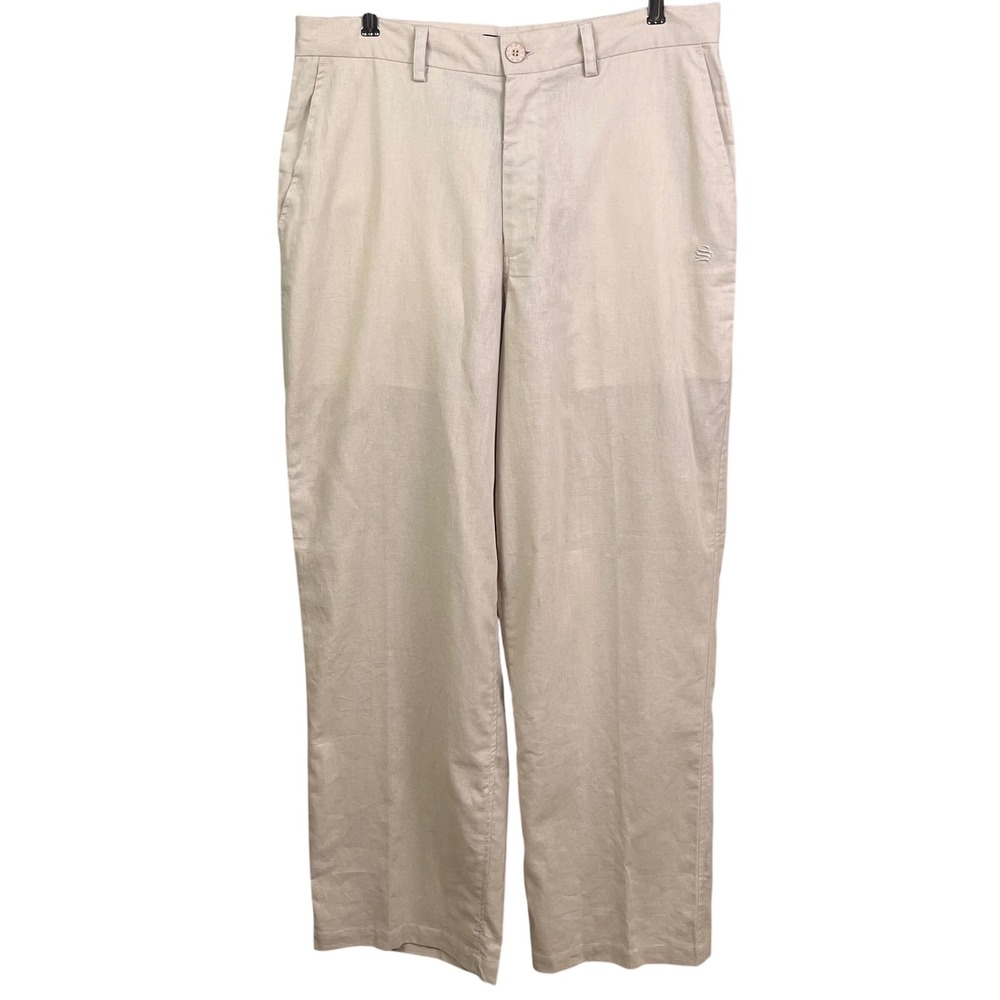 Y2K Southpole Signature Series Tan Linen Blend Wide‎ Leg Dress Pants 34x31